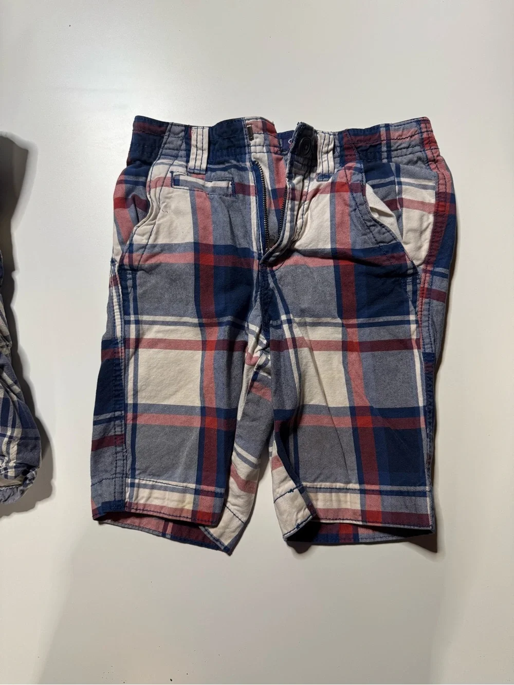 Cherokee Plaid Pull-On Shorts - Navy, Red & Cream
